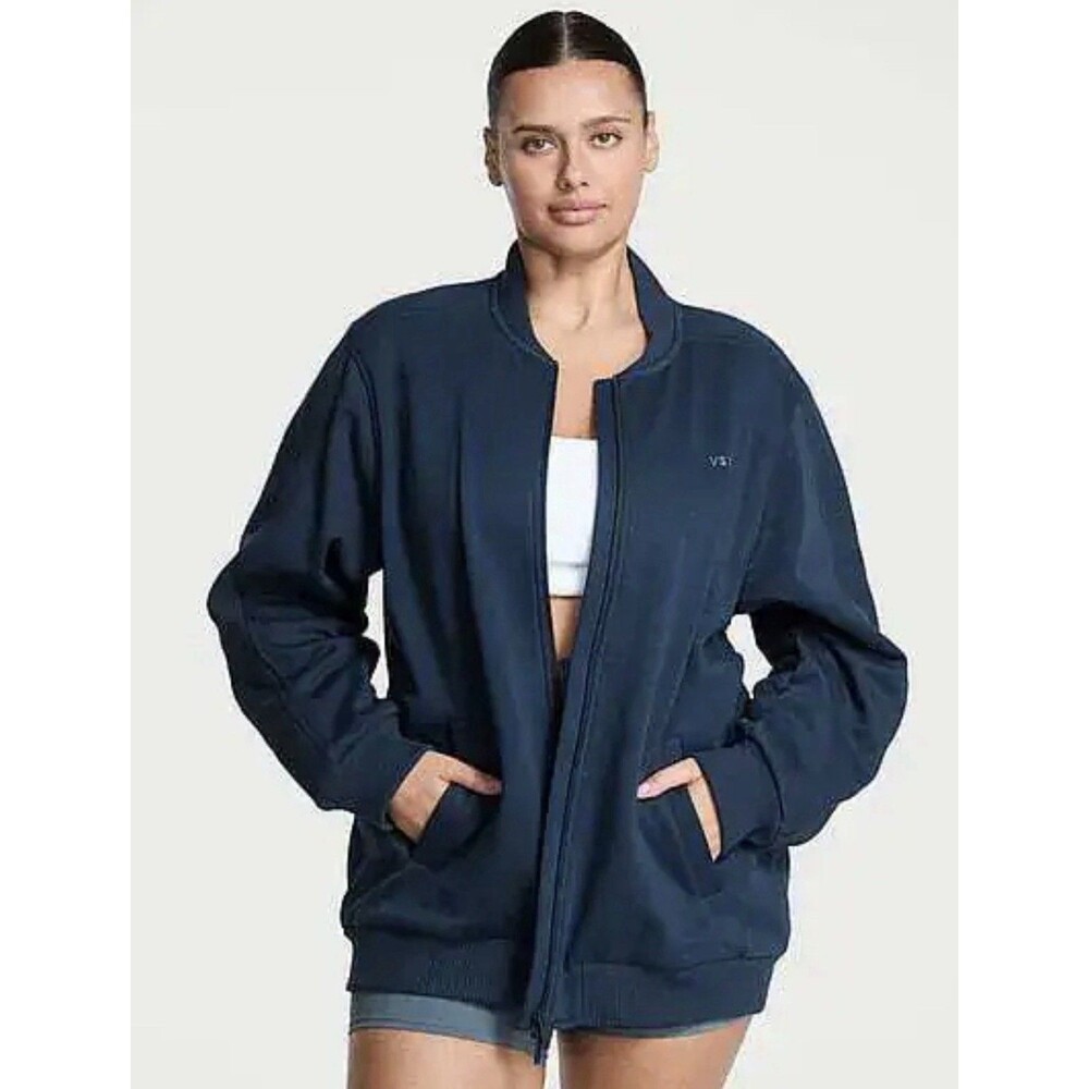 VSX Victoria's Secret Movement Fleece Jacket Bomber Blue Medium NWT